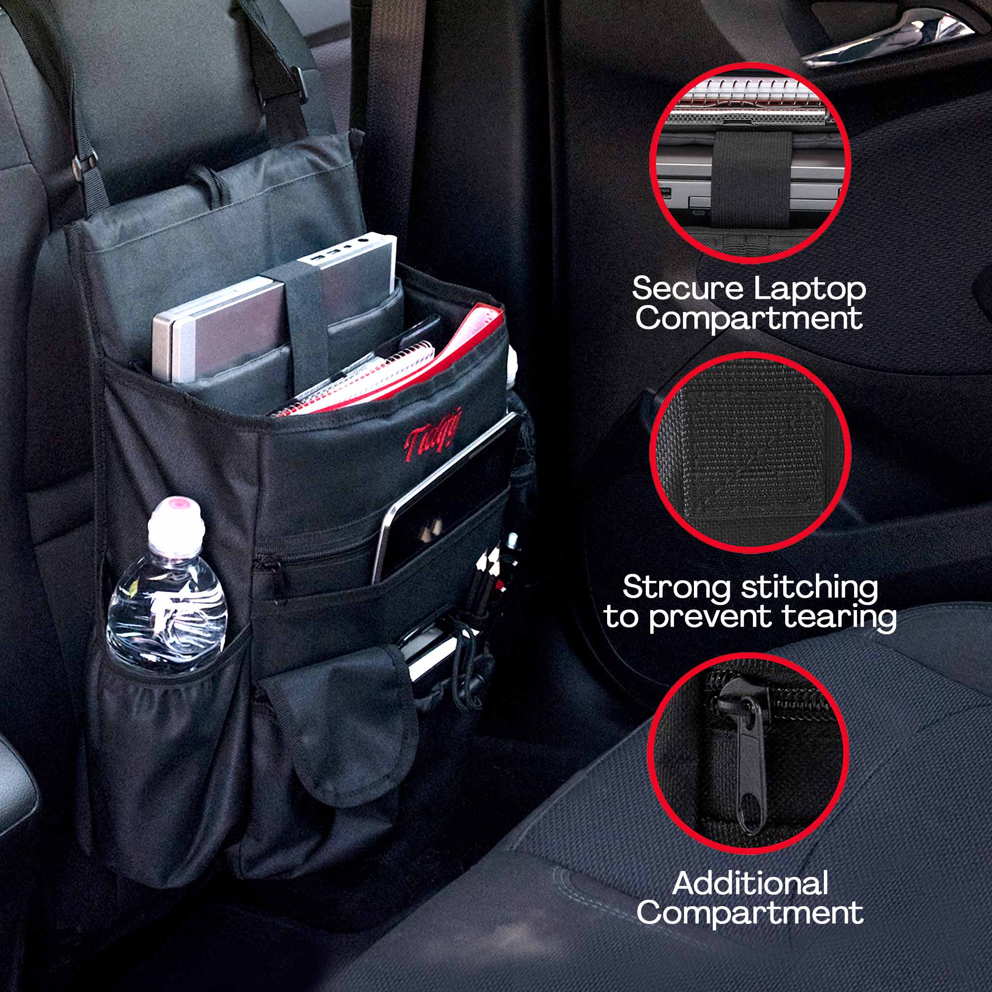 Back Seat Car Organizer with Tablet and Laptop Storage