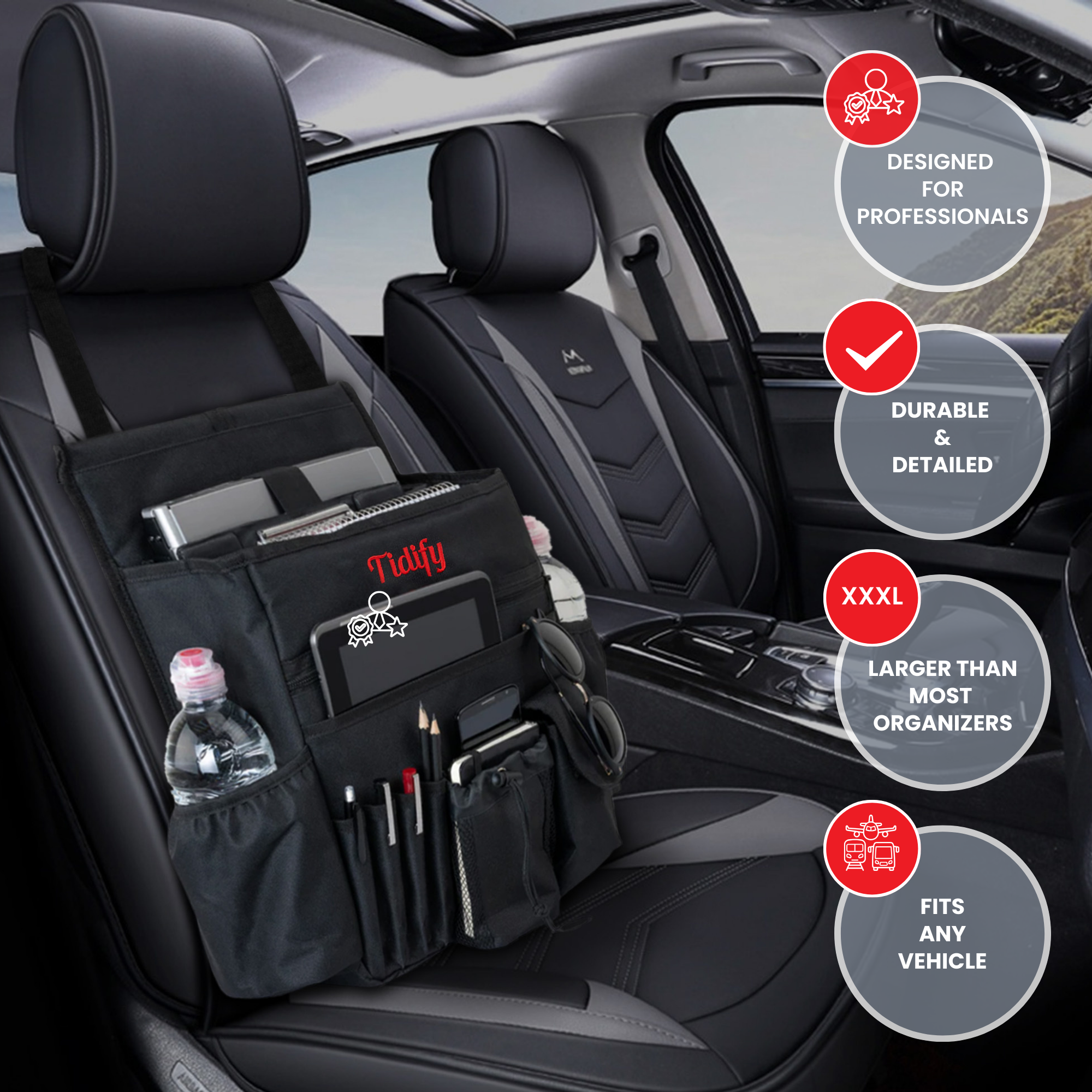 CAR SEAT ORGANIZER FOR PROFESSIONALS ON THE GO